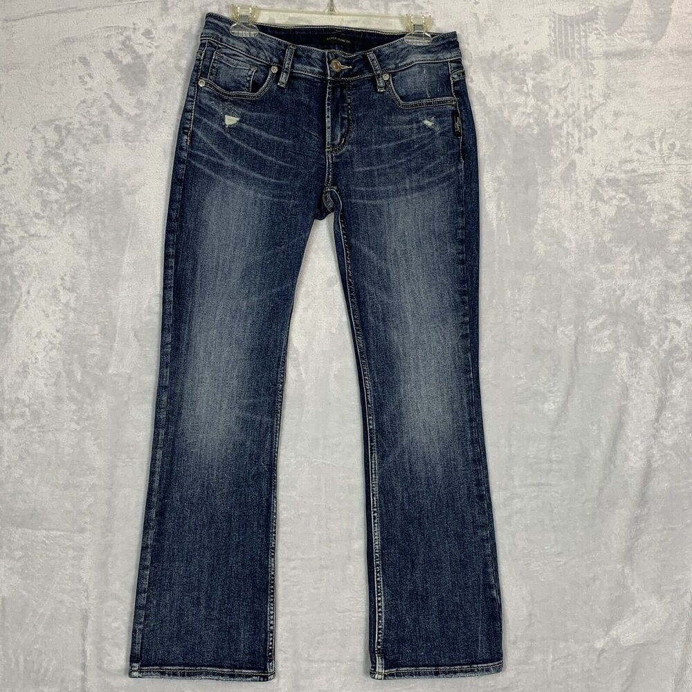 Silver Jeans Co Jeans Womens 28 W 29L Blue Elyse Slim Boot Low Rise Denim